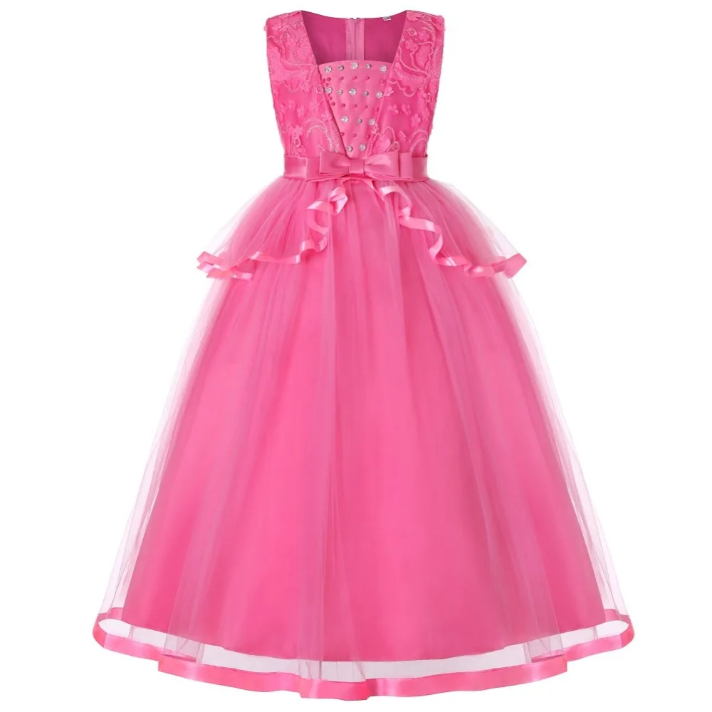 

Teenagers Lace Sleeveless Dresses For Girls Birthday Party Evening Dress 2019 Summer children Clothing Flower Girl Wedding Dress