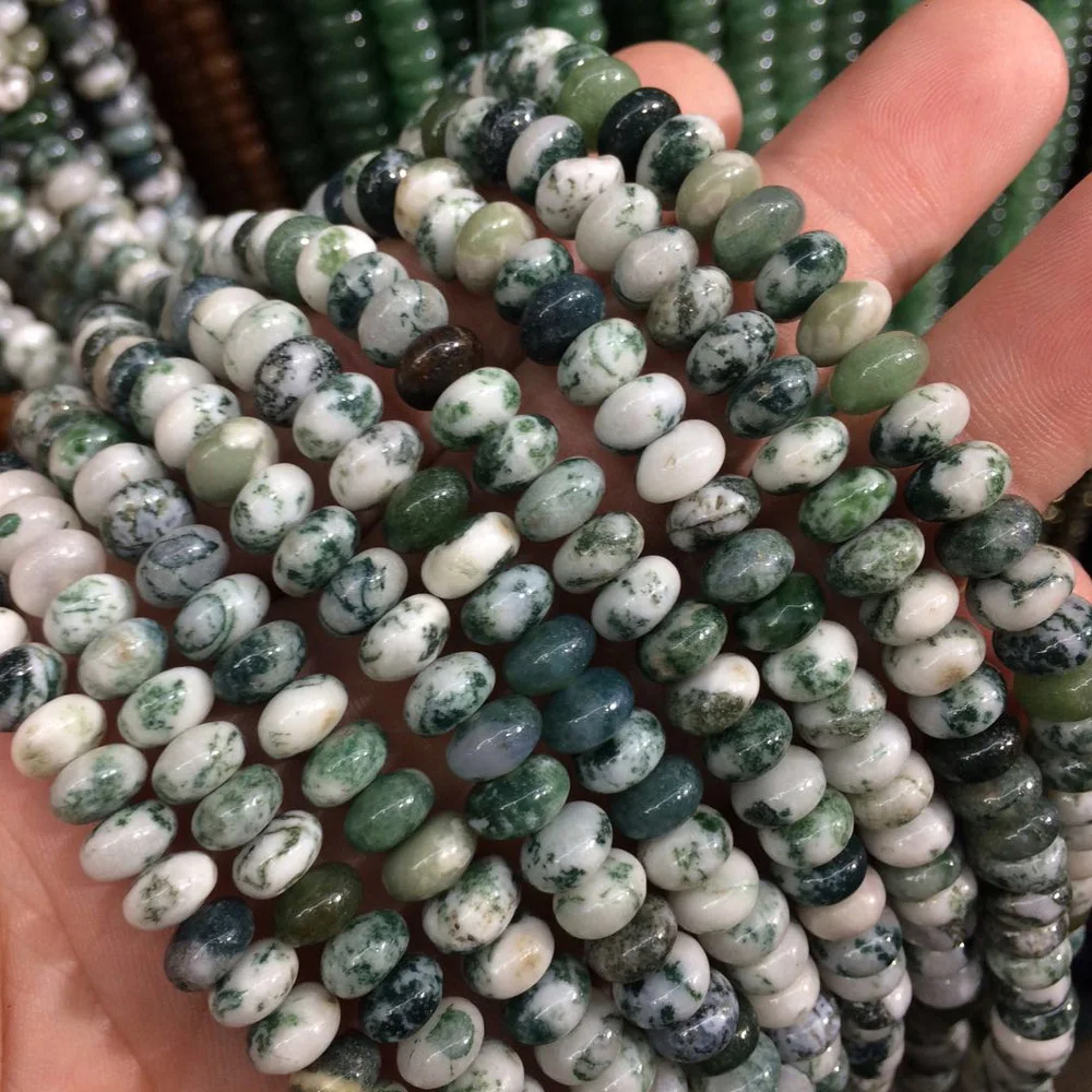 

rondelle shape tree agate stone beads natural gemstone beads DIY spacer beads for jewelry making strand 15" wholesale !