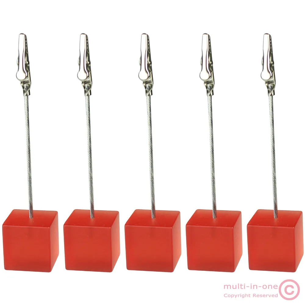Lot 5pcs red cube base wire picture&photo¬e&card&desk&photo&memo clip