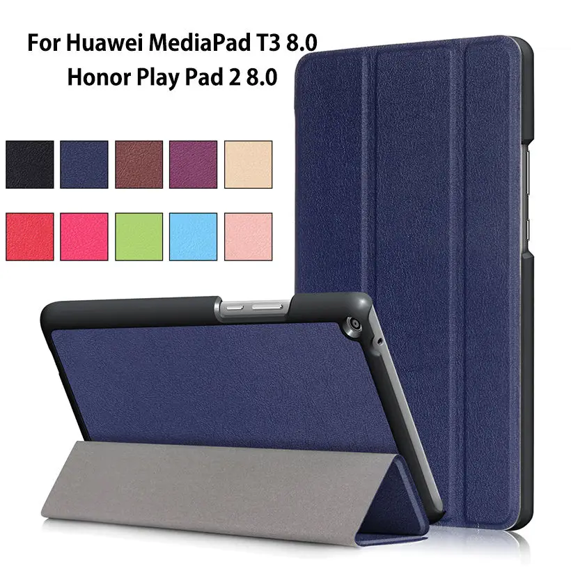 

Ultra Slim Cover Case For Huawei MediaPad T3 8.0 KOB-L09 KOB-W09 Funda Tablet PU Stand Case For Honor Play Pad 2 8.0" +Film+Pen