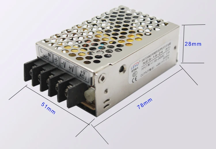 Небольшой размер, дешевая цена 15 Вт NES-15-48 питания с одним выходом 0.35A 48 В AC-DC импульсный источник электропитания