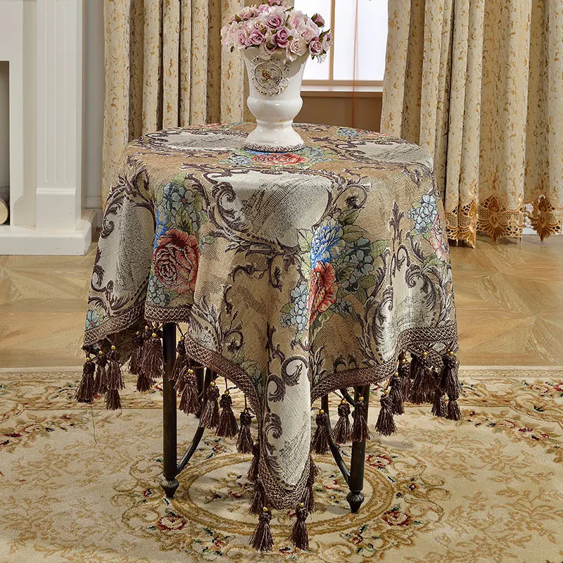  Round Square chenille tablecloths table Table dinner cover mat Europe beauty yarn dye flower polyes
