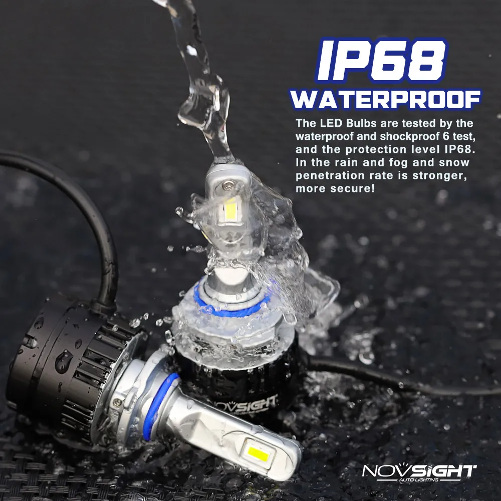 NOVSIGHT супер яркие Автомобильные фары H7 светодиодный H4 H1 H8 H11 HB3 9005 HB4 9006