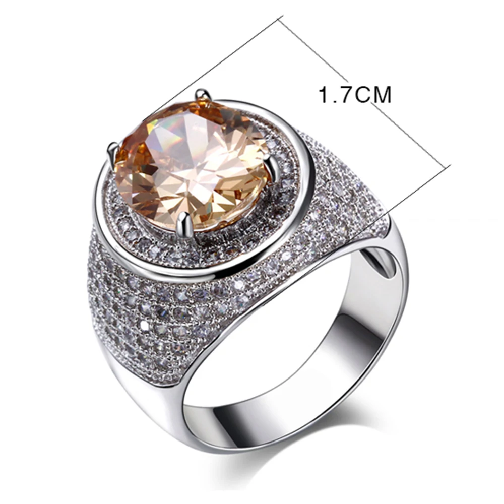 New oval cut big crystal stones cz ring Green and Champagne color anillo dropshipping Trendy Ring For party Jewelry