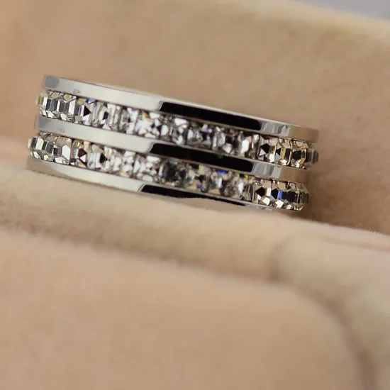 Yun ruo сверкающие хрустальные парные кольца, не линяют, Титан Сталь розовое цвета: золотистый, Серебристый покрытием обручальное кольцо дизайн женские ювелирные изделия