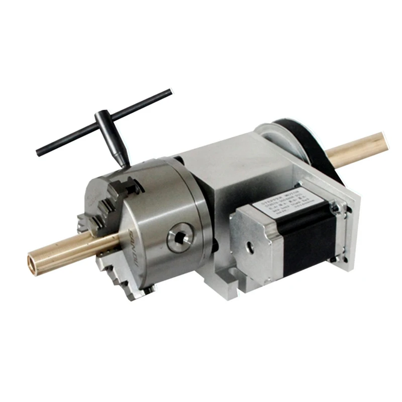 Center Height 65MM CNC Tailstock 3 Jaw 100MM Chuck CNC Rotary Axis A Axis 4th Axis TB6600 Stepper Motor Drive