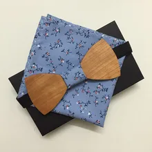 Ручной работы вишневого дерева галстук-бабочка S бабочкой галстук Для мужчин S с голубой цветок платок для Для мужчин деревянный галстук-бабочка Для мужчин S Галстуки