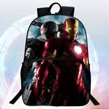 Wholesale 2016 Hot Sale Polyester Prints Avengers Iron Man Black Boys School Backpacks Children Schoolbags Infantile Mochila