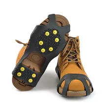 S M L XL 4 Size 10-Stud Universal Ice No Slip Snow Shoe Spikes Grips Cleats Crampons Winter Climbing Camping No Slip Shoes Cover