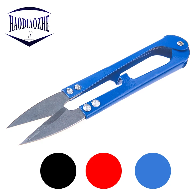 

HAODIAOZHE 1Pcs U-shaped Mini Scissors For Fishing Sewing Nippers Fish Use Scissors Fishing line cutter tools Random Color YU219