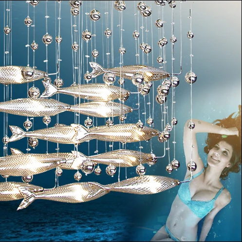 Креативная хрустальная люстра для ресторана гостиной столовой|fish chandelier|chandelier