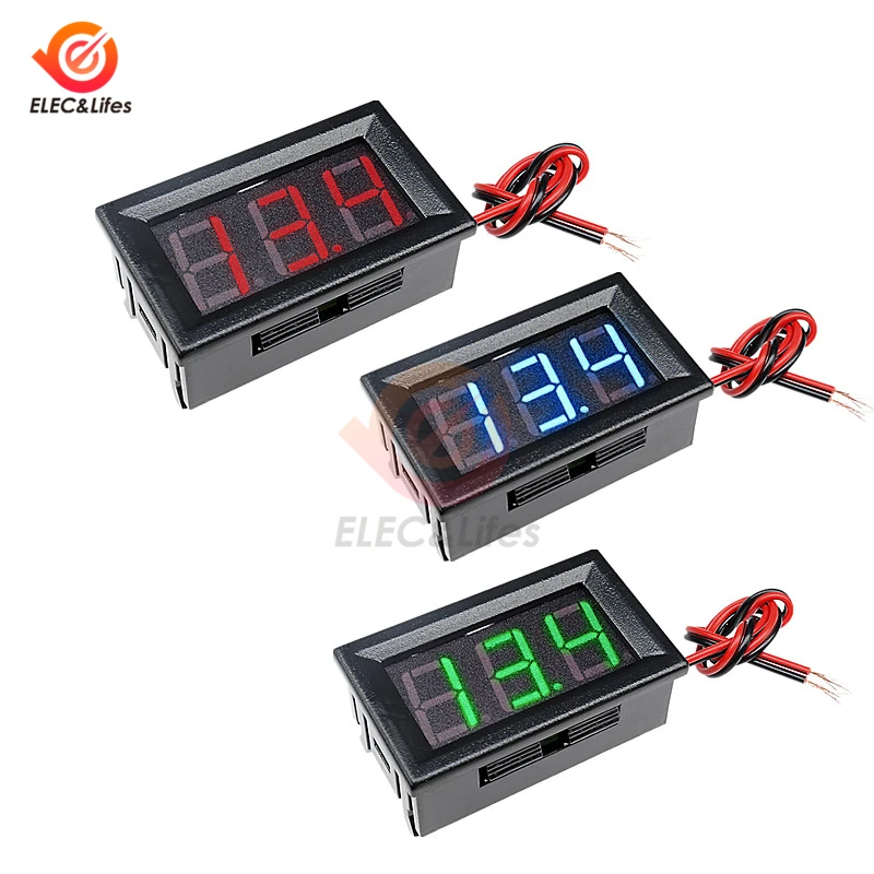 

DC 4.5-30V Mini Digital Voltmeter LED Panel Amp Display Voltage Meter Gauge 0.56 inch 2-Wire Volt Tester 12V 24V DC meters