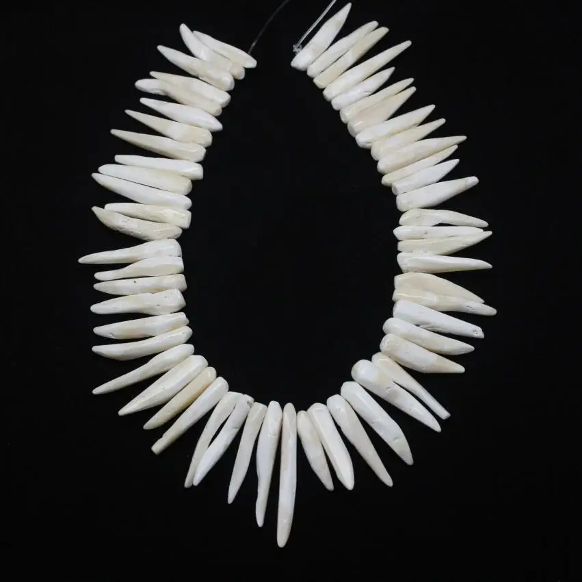 Full Strand,Natural Milky White Coral Spike Beads,Drilled Smooth Coral