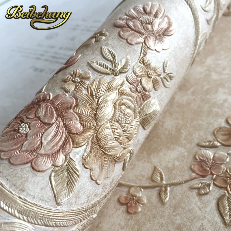 Beibehang Европейский сад трехмерный 3D Круглый Чистая мелким тиснением обои теплая спальня гостиная ТВ обои