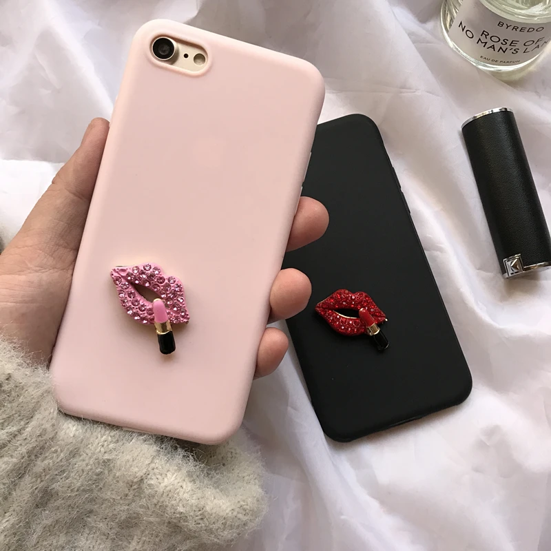 

3D Sexy Rhinestone Lips Cute Vintage soft case for iphone 5 6 S 7 8 plus X XR MAX cover for Samsung galaxy S8 S6 S7 edge Note 8