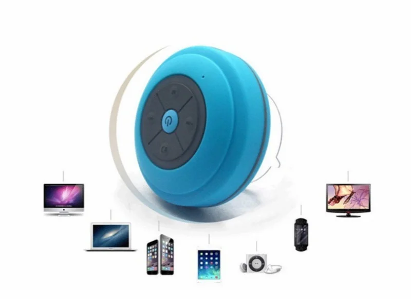Душ Bluetooth Динамик Водонепроницаемый с всасывания чашка светодиодная FM радио для samsung iphone xiaomi автомобиля Беспроводной громкий Динамик - Цвет: blue