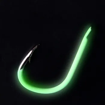 

10Pcs/lot/Fishing luminous hook High Carbon Steel Fluorescent hook with barbed rod squid Fishhooks Durable Tackle accessories