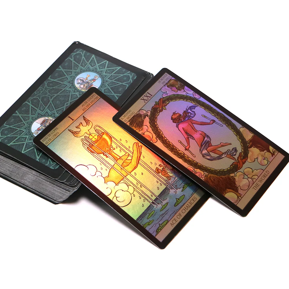 Английская испанская французская немецкая версия Shine Waite карты Таро голографическое гадание настольные игровые карты игры для женщин