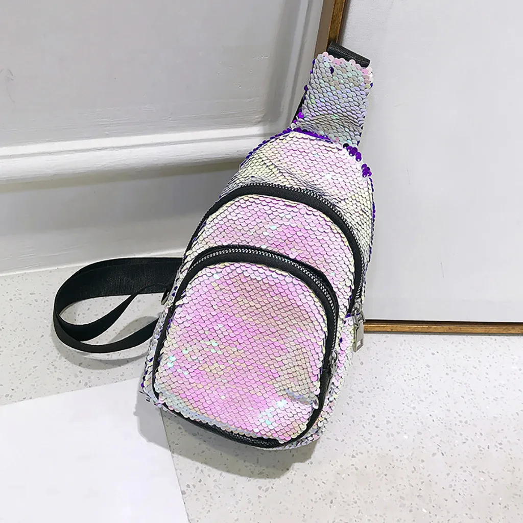 Блестящая нагрудная сумка для женщин, модная сумка на плечо, Повседневная сумка на молнии, Джокер, женская сумка через плечо, bolso mujer - Цвет: Pink
