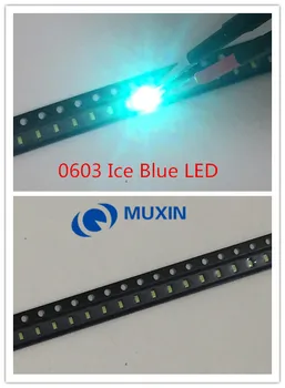 

100pcs/led SMD Luminous tube 0603 Ice Blue LED Lamp bead 1608 Clear Blue SMD 0603 light emitting diode