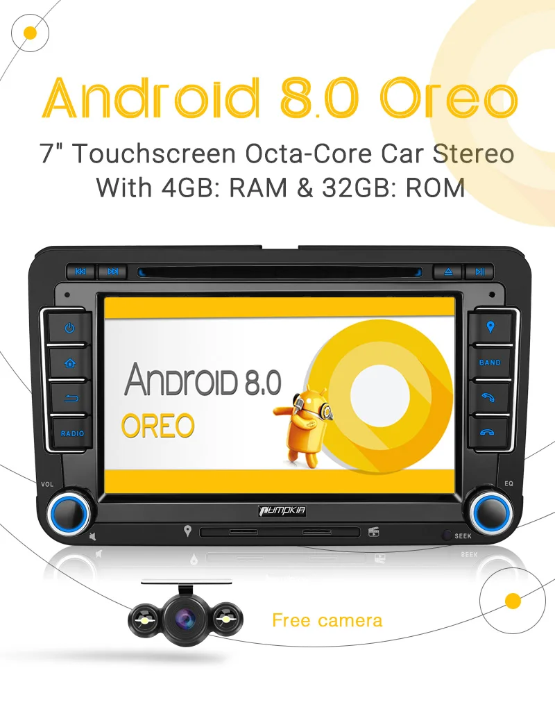 Flash Deal Pumpkin Car Multimedia Player 2 Din 7" Android 8.0 Car Stereo Octa-Core GPS Navigation For VW/Skoda/Seat/Golf Car Radio Audio 2