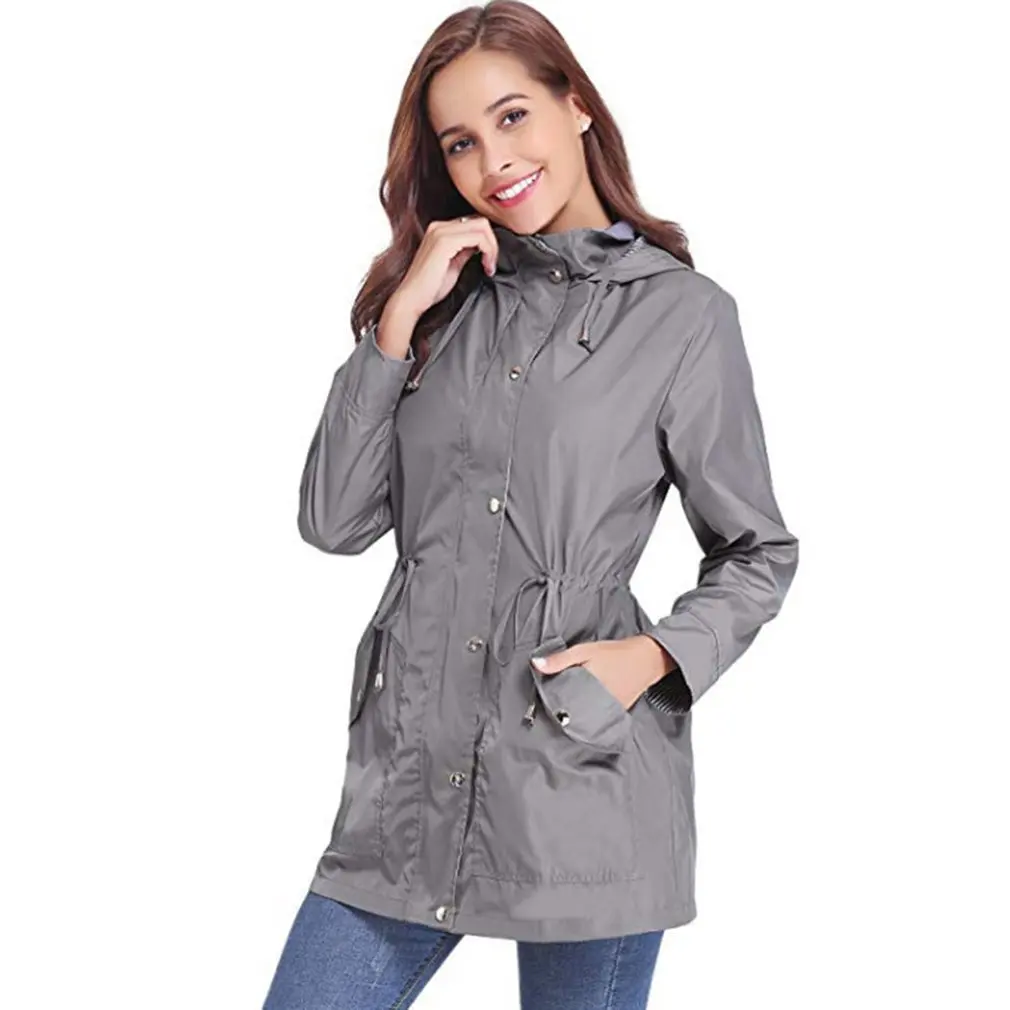 

Fashion Women Hooded Jacket Windbreaker Coat Waterproof Wind Proof Outdoor Rain Coat Casual Lightweight Outwear Clothes