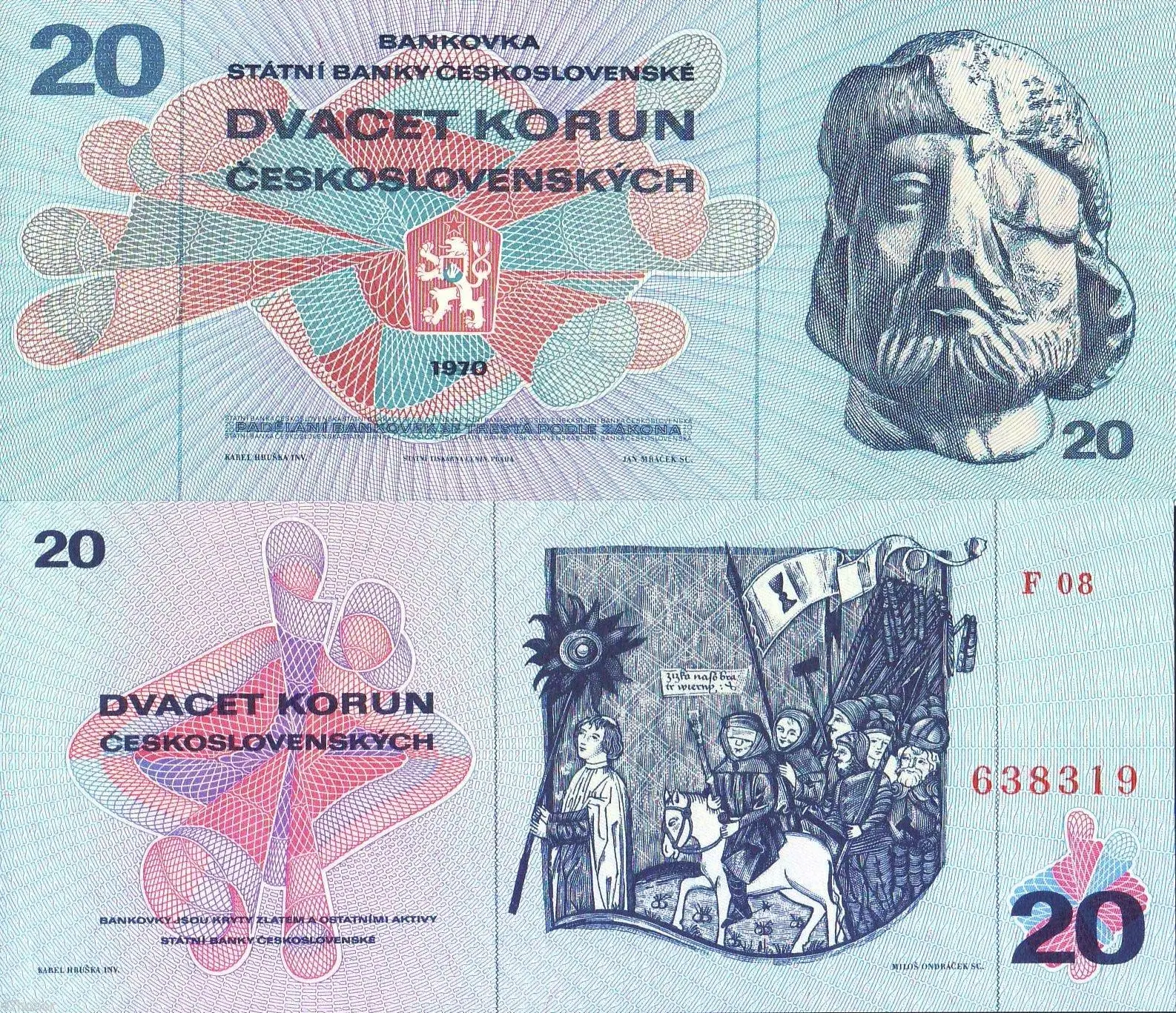 

Czechoslovakia/Czechoslovakia 20 Korun 1970 banknote original (already out of use) UNC real new