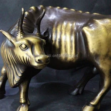 1" Китайский Чистая Бронзовый Народная Фэншуй Зодиак Год Bull Ox Крупный Рогатый Скот Животное Статуя