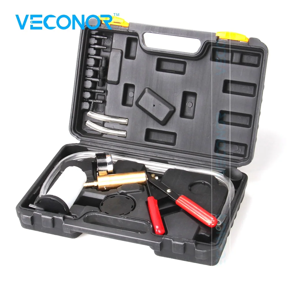 Hand Vacuum Pump Held Brake Bleeder Tester Set Pressure Gauge Reservoir