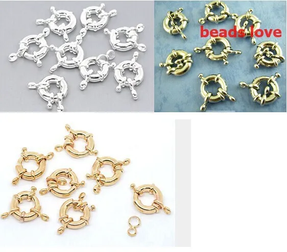 

(20Pcs/lot )Pick 3 Colors Jewelry Finding pring Clasps W/Attachment Rings 15mm(w02919)Free Shipping!