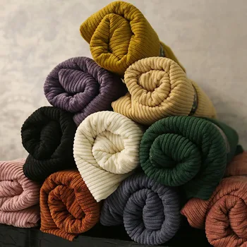 

Polyester Plain Dyed Cushion Toy DIY Material Candy Color Strips Corduroy Fabric
