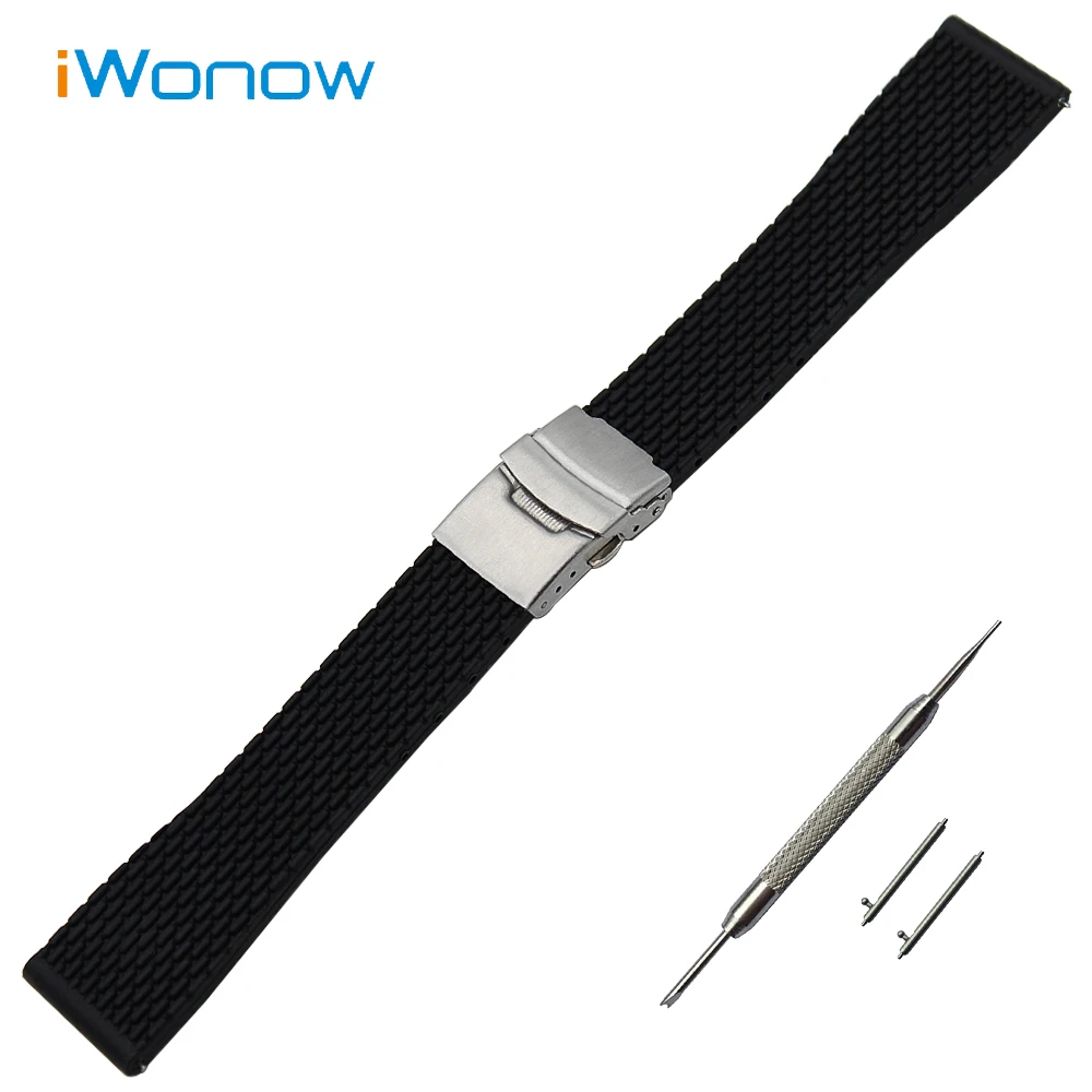 

Silicone Rubber Watch Band 20mm 22mm 23mm for Swiss Military Quick Release Strap Wrist Belt Bracelet Black + Spring Bar + Tool