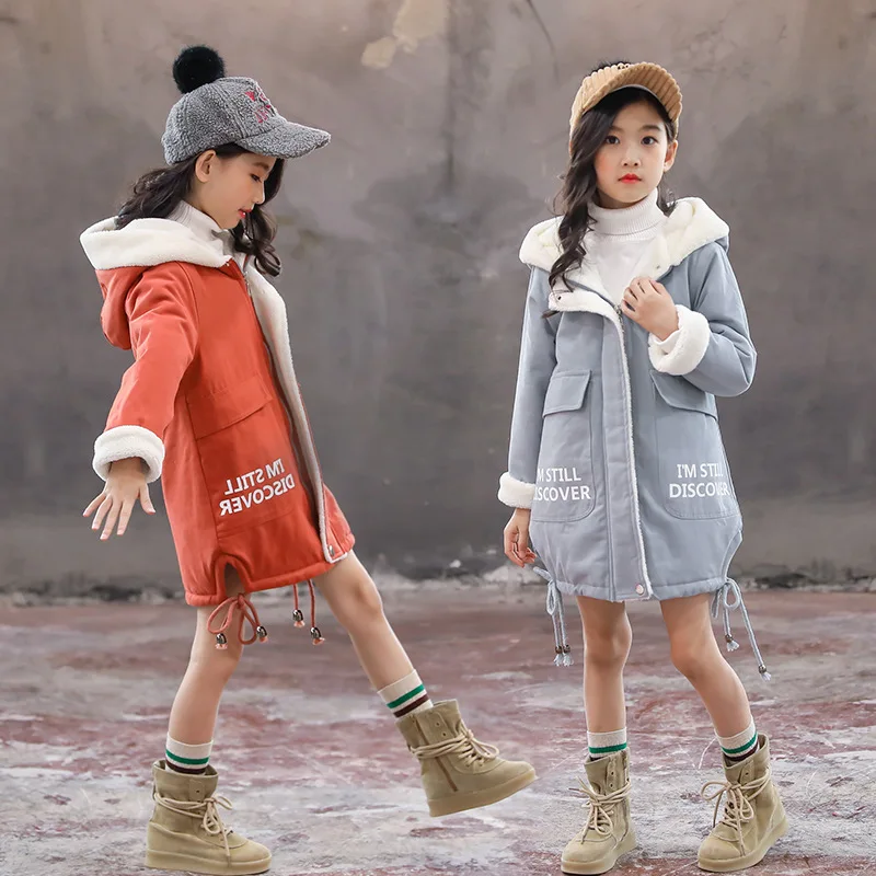 

New Pattern Fashion Girl Thickening Twill Windbreaker Pocket Long Jacket Loose Coat