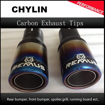 

1Pair Inlet: 63mm Outlet:76 mm Universal Car Stainless Steel Remus Blue Exhaust Muffler Tip Exhaust System Exhaust Pipe