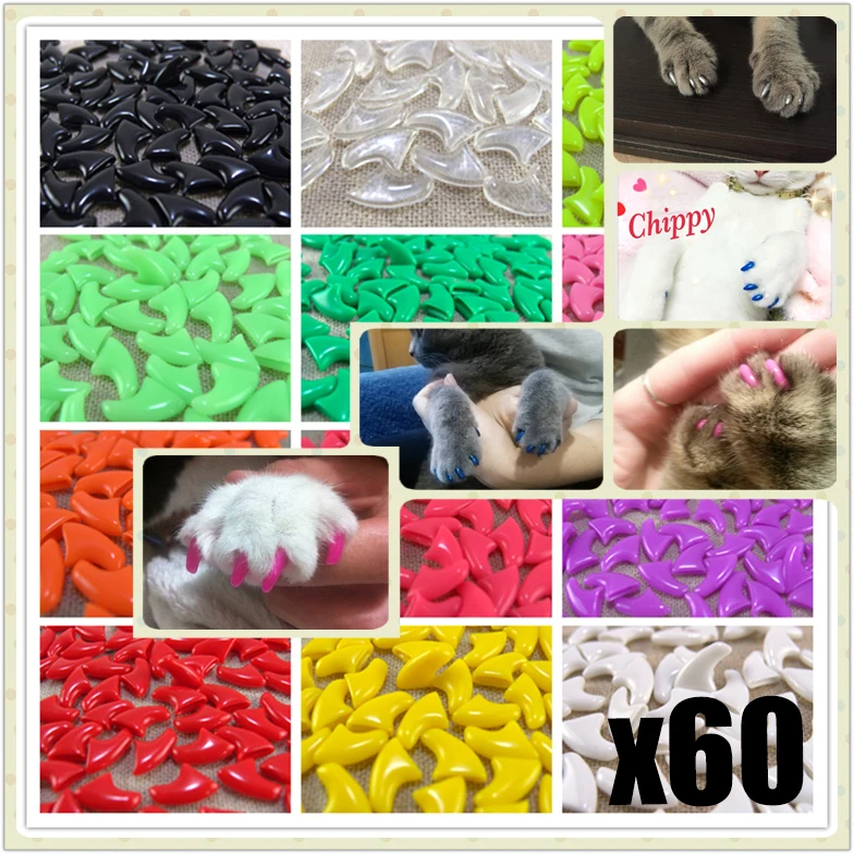 60pcs/lot soft nail caps cat nail caps summer new pet nail caps with