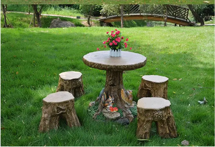 Креативные столы и стулья с ворсом дерева. Детский стол для балкона патио|table and