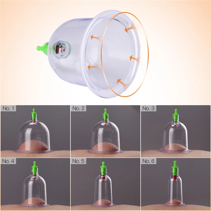 6 шт. чашек для терапии, эффективные здоровые китайские медицинские вакуумные присоски, присоска, устройство для терапии, набор массажеров для тела 37