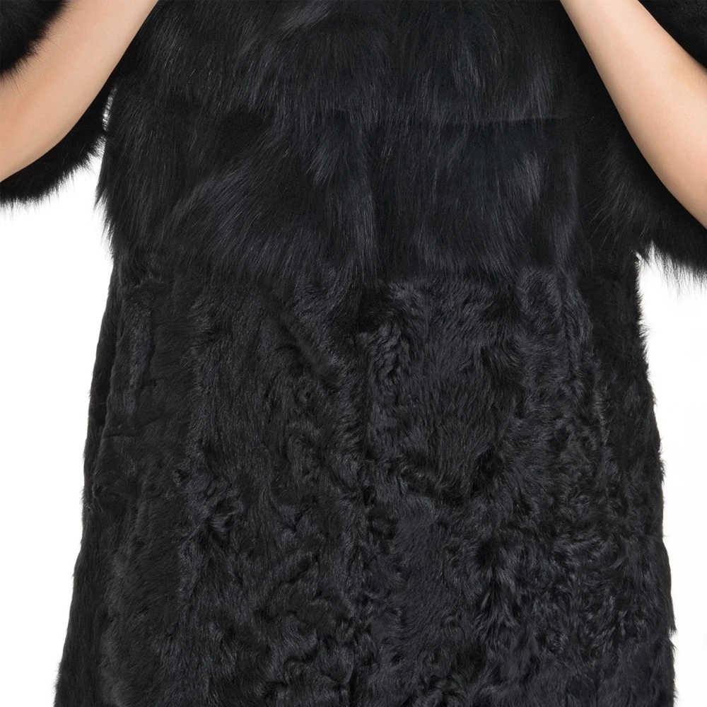 ZY89002 Hot Sale Elegant Women Real Warm Lamb Fur With Fox Fur Collar Nine Quarter Slim Fashion Winter Coat Outwear Waistcoat ZY89002 Hot Sale Elegant Women Real Warm Lamb Fur With Fox Fur Collar Nine Quarter Slim Fashion Winter Coat Outwear Waistcoat