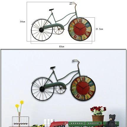Винтажные настенные часы в средиземноморском стиле, декоративные настенные украшения для гостиной, стильные креативные настенные украшения для велосипеда - Цвет: 1