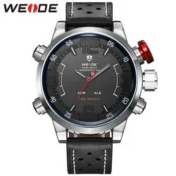 2017 WEIDE топ бренд моды Для мужчин S Часы кожа Для Мужчин Кварцевые час часы Аналоговые цифровой LED часы спортивные Военная униформа наручные