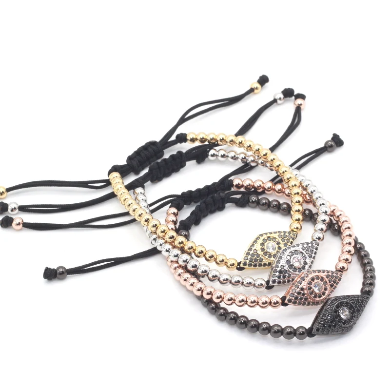 Anil Arjandas Brand men bracelet Pave Setting Black CZ Evil Eye