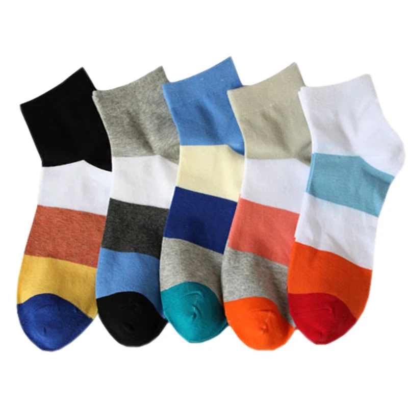 

5 Pairs/ lot Fashion Men's Socks Funny 100 Cotton Multicolor Sporting Short Socks Male High Quality Breathable Socks Dress