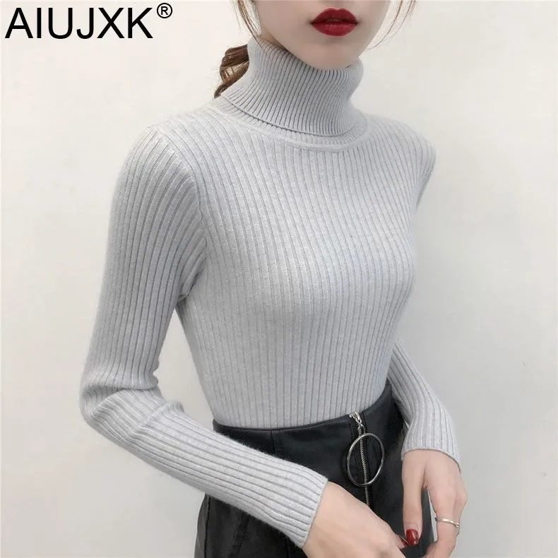 AIUJXK 2019 Autumn Women Turtleneck Knitted Sweaters And Pullovers Winter Fashion Slim Korean Jumper Top Female Pull Clothing |
