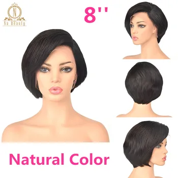 13x6 Lace Front Human Hair Short Bob Wigs Pixie Cut Ombre Color 1B 27 613 Blonde Black Straight For Women Brazilian Remy Hair 2