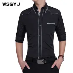 Wsgyj бренд 2018 Модные мужские рубашка с длинными рукавами Топы корректирующие oversize британский стиль повседневная рубашка мужская одежда