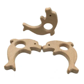 

Baby Teether Pacifier Animal Dolphin Wooden Teething Nursing Chew Necklace Toys