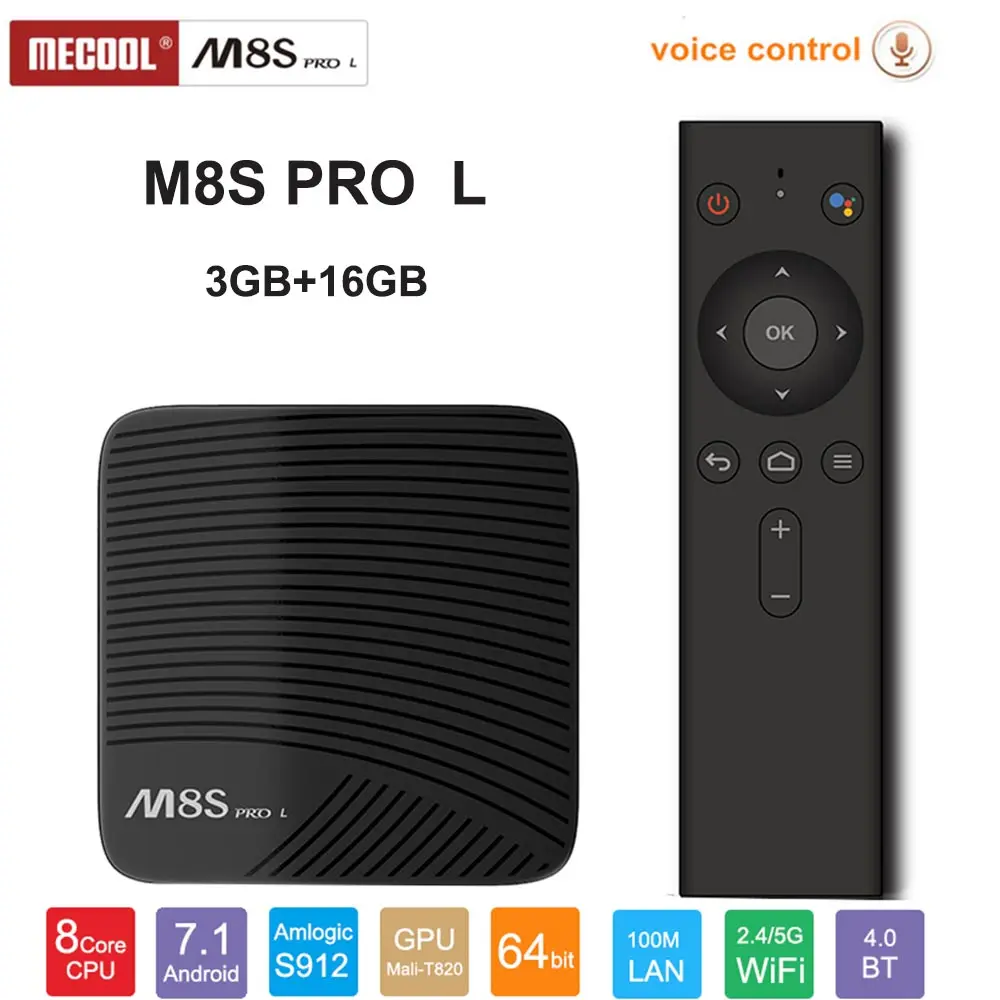 MECOOL M8S PRO L 4K TV BOX Android 7.1 Amlogic S912 3D HD Smart TV BOX 3G 16G RAM BT4.1 Set-Top Box Voice Control Media Player MECOOL M8S PRO L 4K TV BOX Android 7.1 Amlogic S912 3D HD Smart TV BOX 3G 16G RAM BT4.1 Set-Top Box Voice Control Media Player