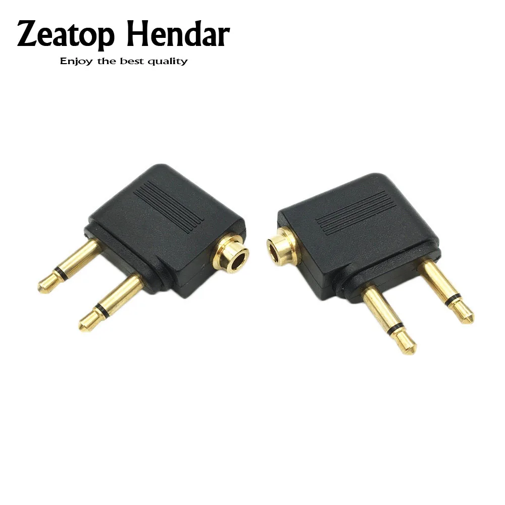 2Pcs High Quality Gold Airplane Headphone Audio Converter Adapter For
