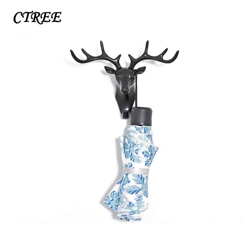 

CTREE 1PC Deer Head Animal Self Adhesive Clothes Display Stands Hook Hanger Cap Bedroom Show Decor Wall Bag Touches Hooks C418