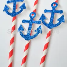 Пользовательский океан личности дешевый якорь с блесками соломинки день рождения, детский душ свадьбы, свадебные украшения. Вечерние Бумага соломинки